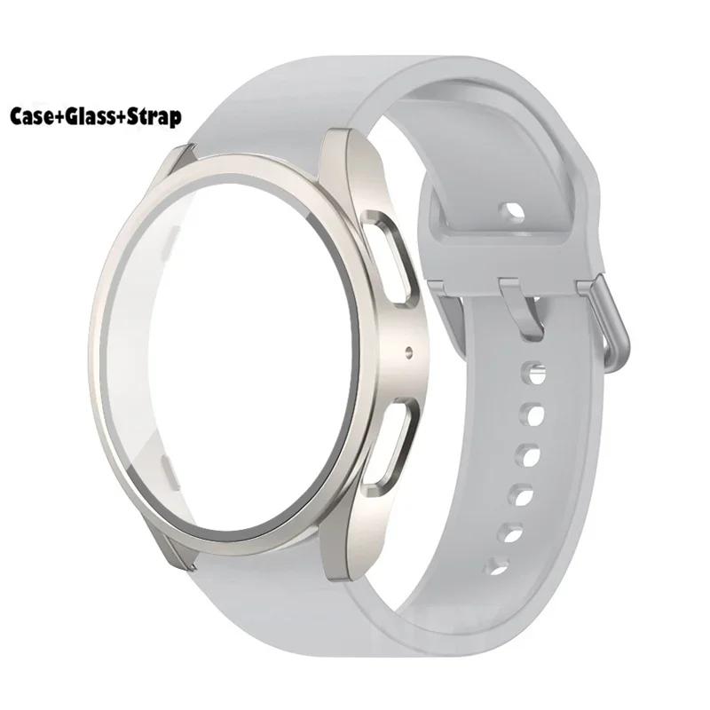 Lot de 2 Verre Trempé+Coque+Bracelet Pour Samsung Galaxy Watch 7 6 5 4 40mm 44mm Housse Protectrice d'Écran en PC Bracelet Galaxy Watch 6 7 5