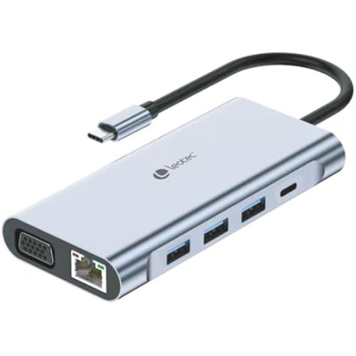 Station D'accueil LEOTEC 11-1 1USB-C PD100 3USB3 0 1USB-C 1 HDMI 1VGA 1TJSD MCSD