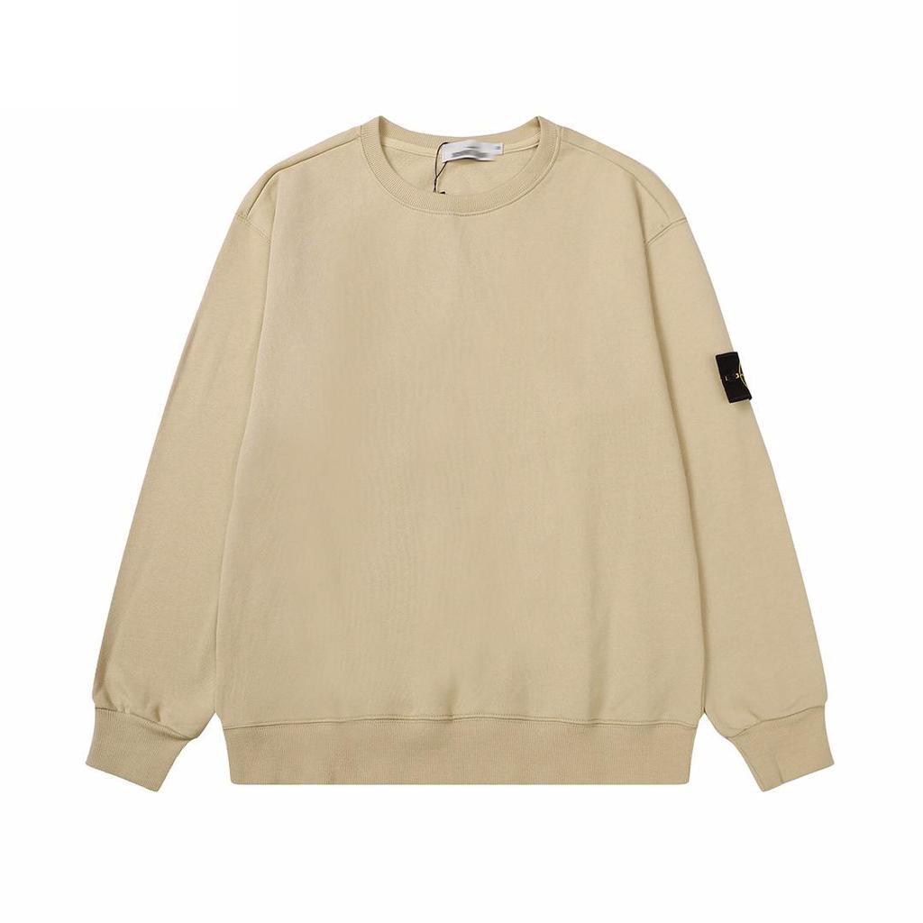 Unisex jednobarevná mikina s kulatým výstřihem, nášivkou a dlouhým rukávem