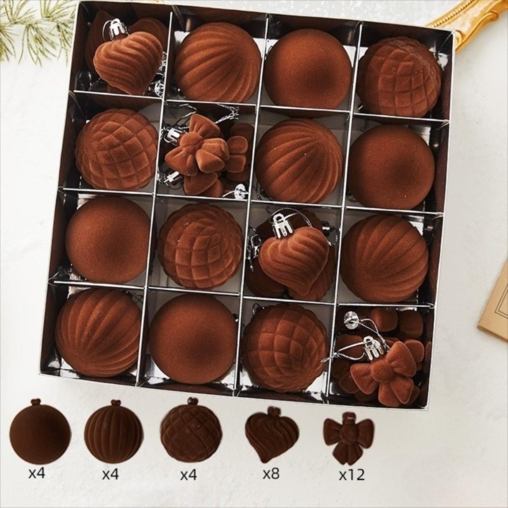 

32 шт./набор Рождественские шары Рождественская елка Подвеска 6 см Рождественское украшение Набор рождественских шаров коричневый