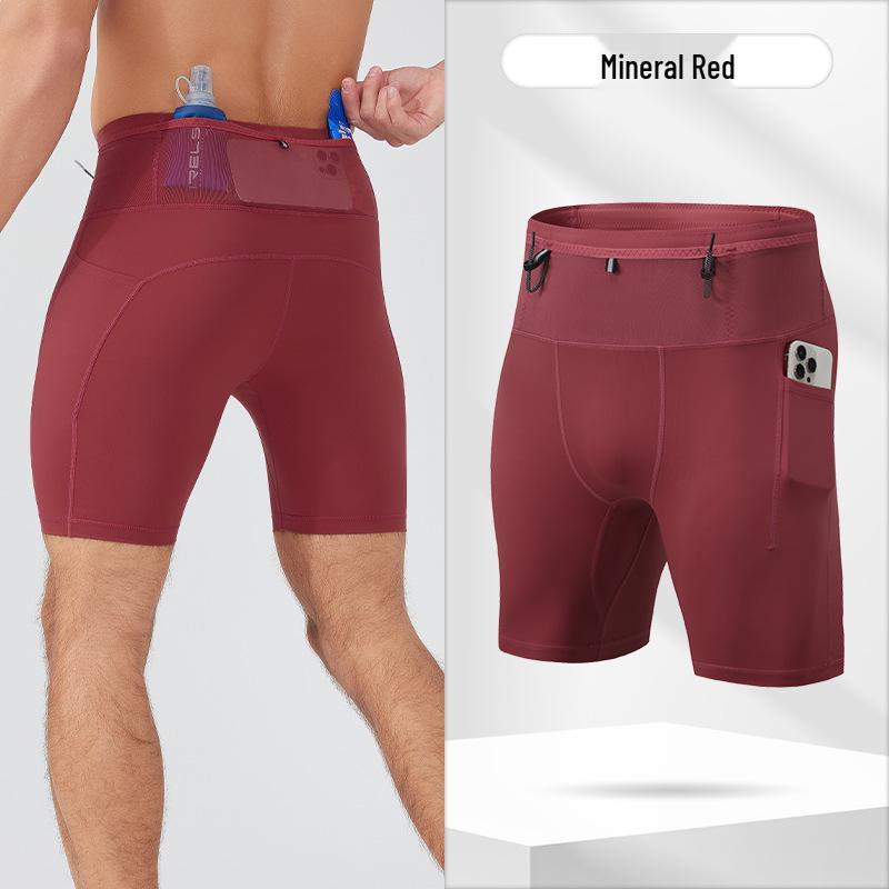 Men's High Elasticity Multi-Pocket Compression Running Shorts