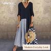 JPNTKY Fashion Summer Spring Short Sleeve V-Neck Solid Color Print Casual Dresses