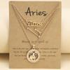3Pcs Zodiac Sign Necklaces Set For Women 12 Constellation Letter Pendant Chain Choker Birthday Jewelry With Cardboard Card