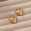 Heart Petal Imitation Pearl Earring for Women Gold Color Stainless Steel Stud Earring Anti Fading Wedding Charm Jewelry Gift BFF