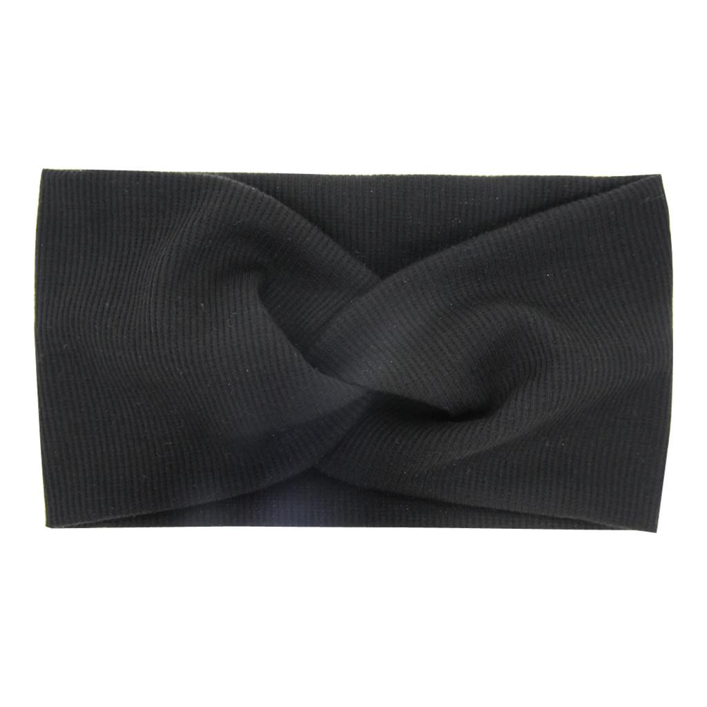 

Тюрбан с однотонным узлом для новорожденных и маленьких девочек, повязка на голову, аксессуары для головы One Size чёрный