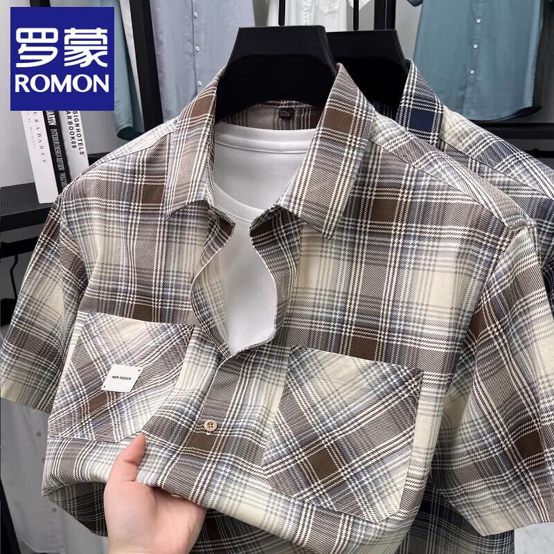 Romon Men s 100% Cotton Short Sleeve Casual Tops L