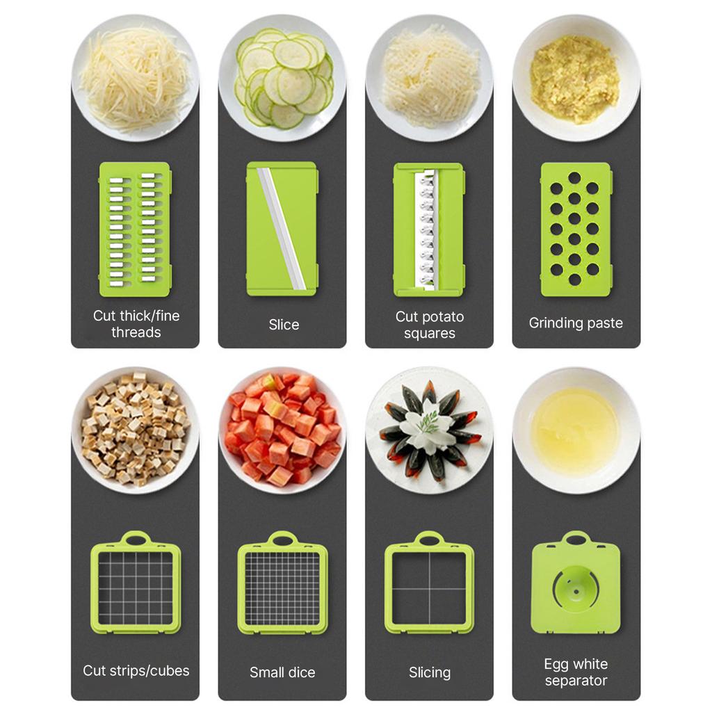7 In 1 vegetable chopper with container and Lid Manual Hand Veggie Chopper Self Cleaning Mini