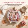 Cute Pastel Pumpkin Ornament Halloween Ghost Wooden Plaque, 2D Flat Tabletop Sign, Desktop Festive Home Accessory Spooky Bathing Reading for