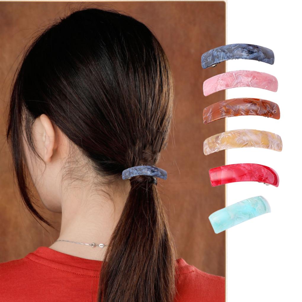 12pcs Vintage Large Thick Barrettes Women Girls Acrylic Hairpin Holder Elegant Headwear Curved Geometric Hair Clips
