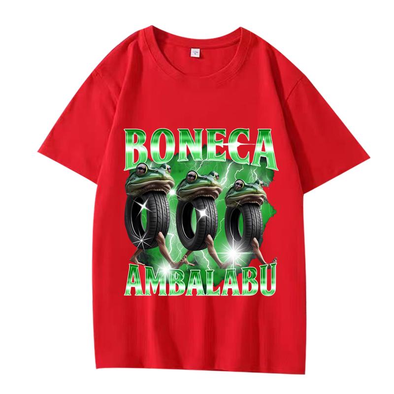 Boneca Ambalabu Brain Rot Italian Brainrot Meme T Shirt men women Oversized 100% Cotton  Summer Unisex plus sizetops XS красный