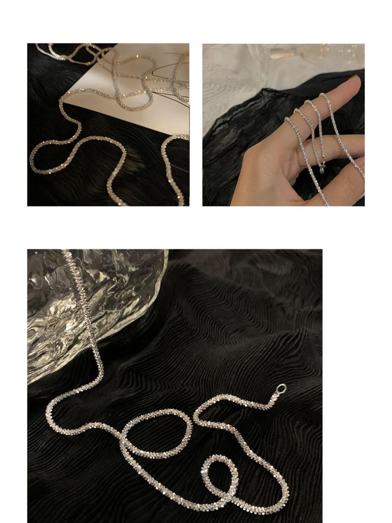 Gypsophila 14K Gold-Plated Sterling Silver Necklace: Sparkling Clavicle Choker Chain for Women.