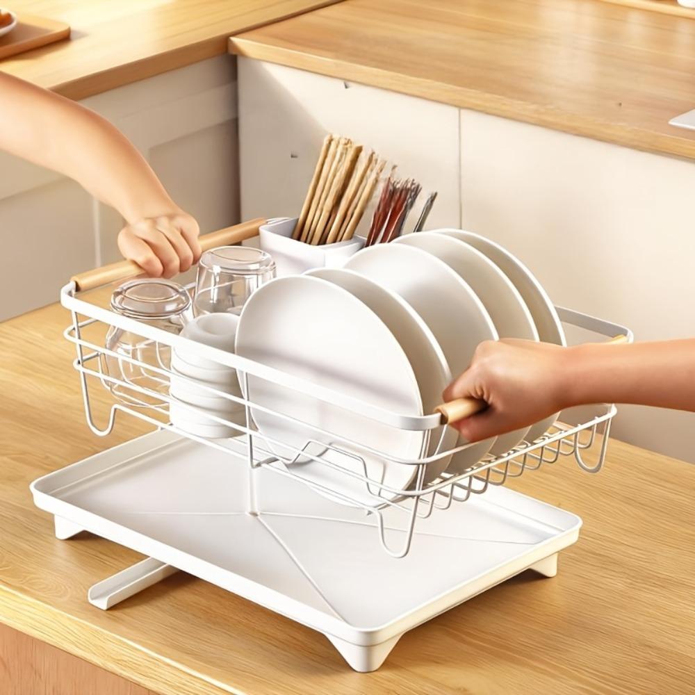 Space-saving Sink Dish Storage Basket Double-layer Plate Rack Kitchen Dish Drainer  Home