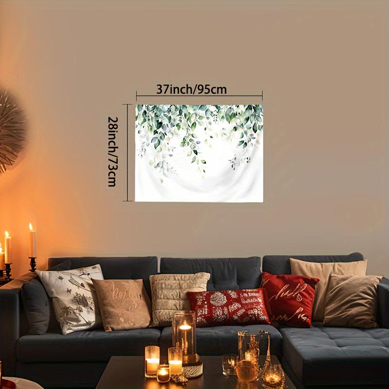 Boho Green Leaf Wall Hanging Tapestry,Watercolor Botanical Plant Art Decor Fabric, Soft Peaceful Ornament For Home Room Interior