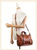 Johnature Vintage Einfarbig Echtleder Handtasche Große Kapazität Boston Damentasche Lässige Schultertaschen