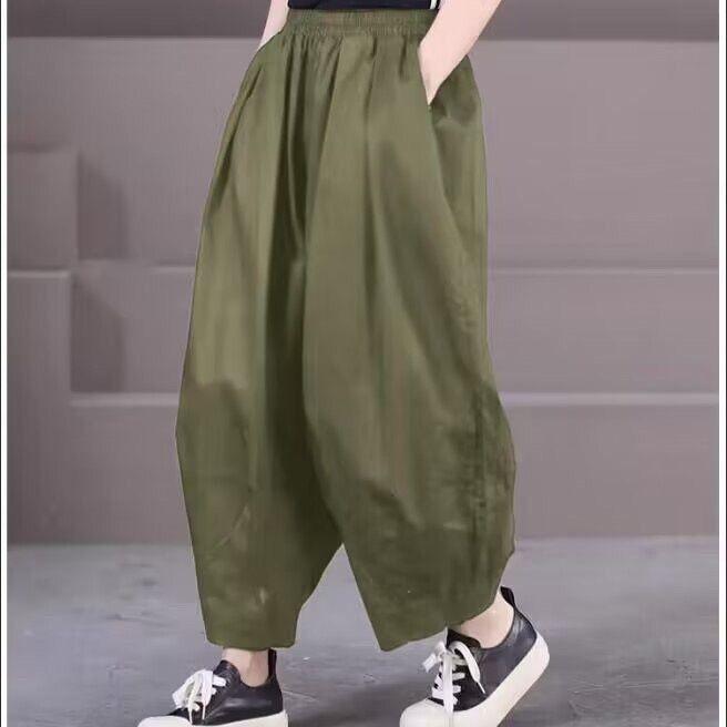 Cotton Thin Women's Pants Plus Size High-end Wide-leg Harem Lantern Pants Women's Summer Pants