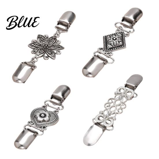 Clothing Decoration Clips 4Pcs Vintage Sweater for Women Girls, Retro Floral Cardigan Clips, Elegant Scarf Clasps Metal Brooch Shawl Clip, Waist