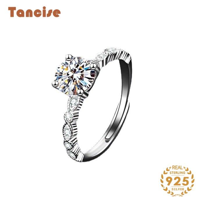 Tancise klassischer Moissanit-Silberring für Damen, Schmuck, Hochzeitsversprechen, Party-Geschenk_voghion.com