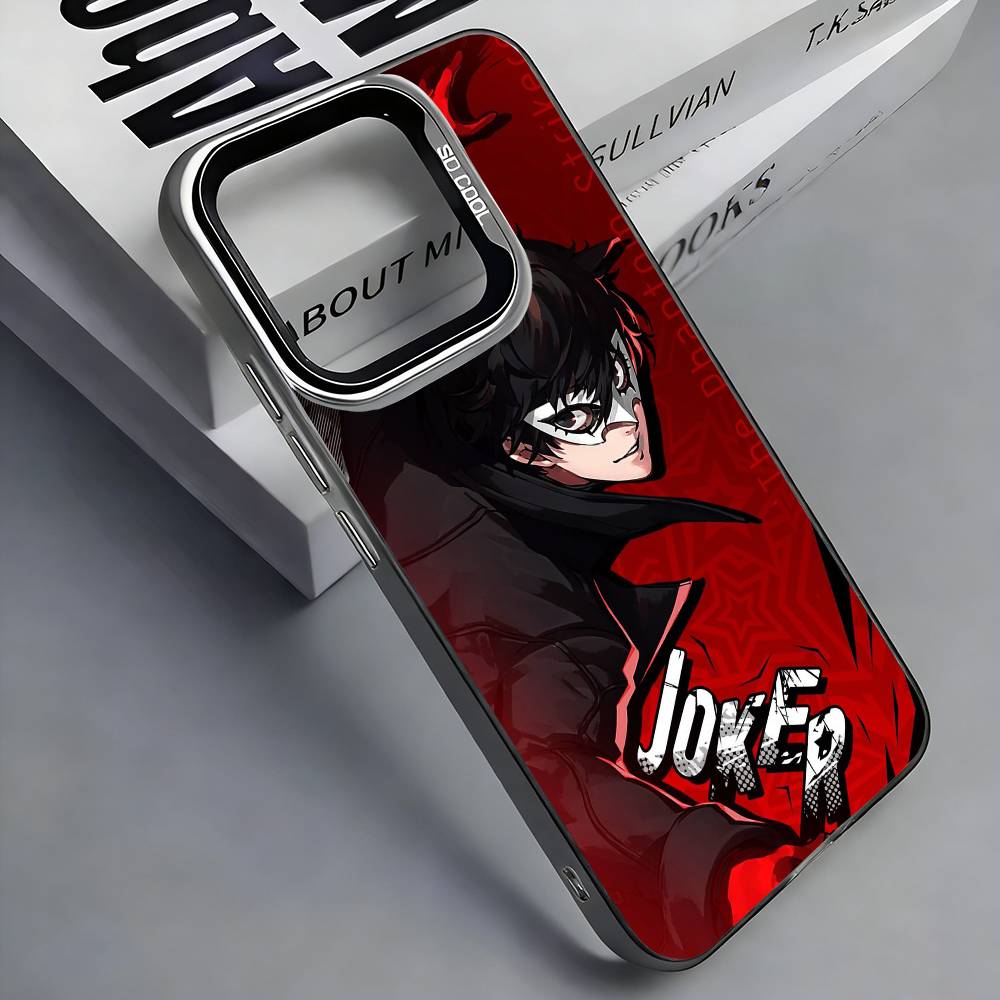 P-Persona 5 Anime Phone Case For iPhone 17, 16,15,14,13,12,11 Plus,Pro Max, Colorful Silver Funda Cover