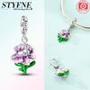 Authentic Charm Bead Charms Copper Purple Iris Flower Cat Pendants Compatible With Plata Bracelets for Women Jewellery Making Fine Gifts