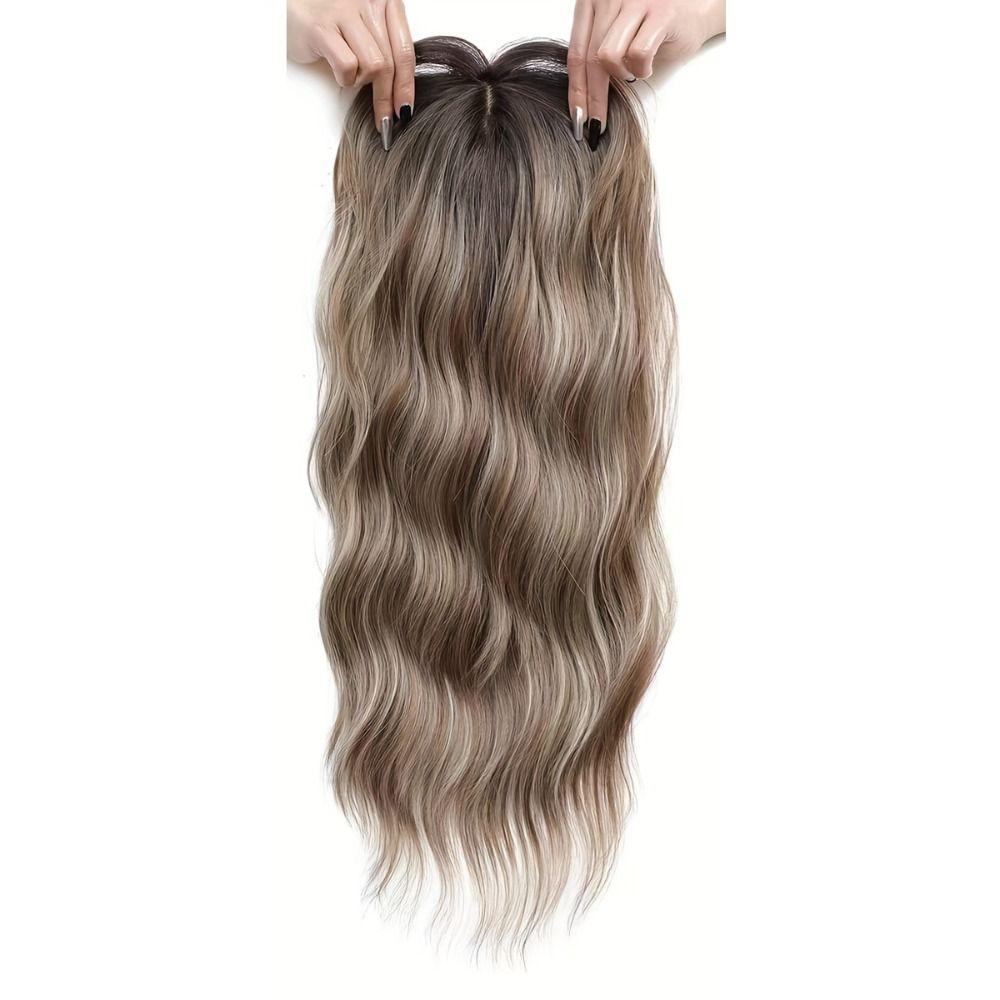 Ombre Topper Hair with Hair Bangs Clip in Top Closures Hairpiece Cover White Hair & Hairline
