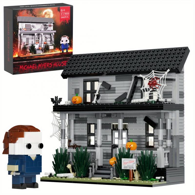 (Casa di Michael Myers) Casa di Michael Myers di Halloween Set da 586 pezzi - Blocchi da Costruzione Educativi & Figure, Decorazione da Scrivania da C