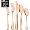 60Pcs Dinnerware Set Cutlery Set Stainless Steel Flatware Cake Fruit Fork Tea Spoon Kitchen Knife Fork Spoon Tableware Set