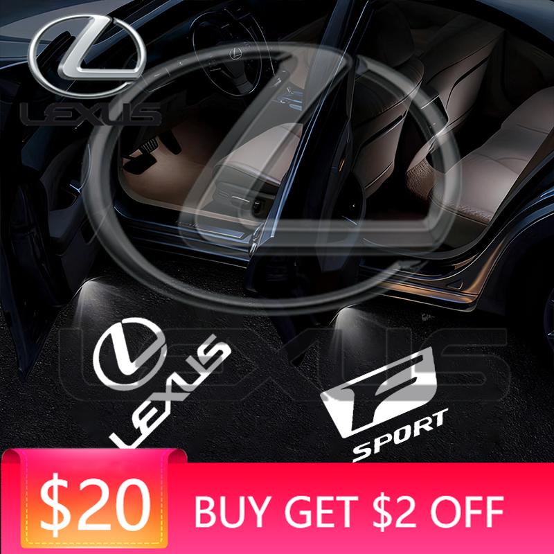 Emblems 2Pcs LED Welcome Lights Car Door Emblem Projector Lamps For Lexus LS LC RZ IS350 CT200h GX460 LX570 RX500h NX300 LM ES30 ADT1