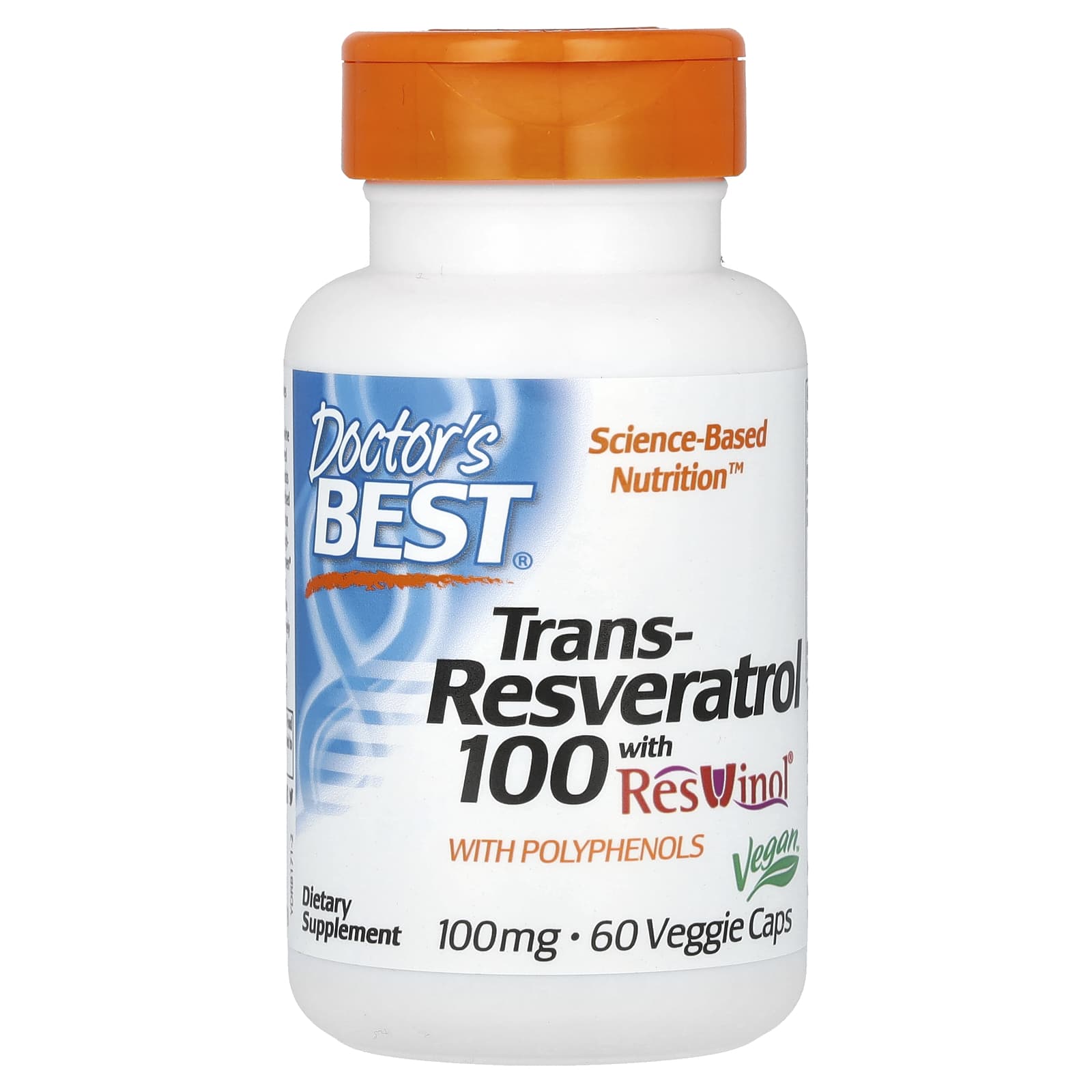 

Doctor s Best, Trans-Resveratrol 100, 100 mg with ResVinol, 60 Veggie Capsules