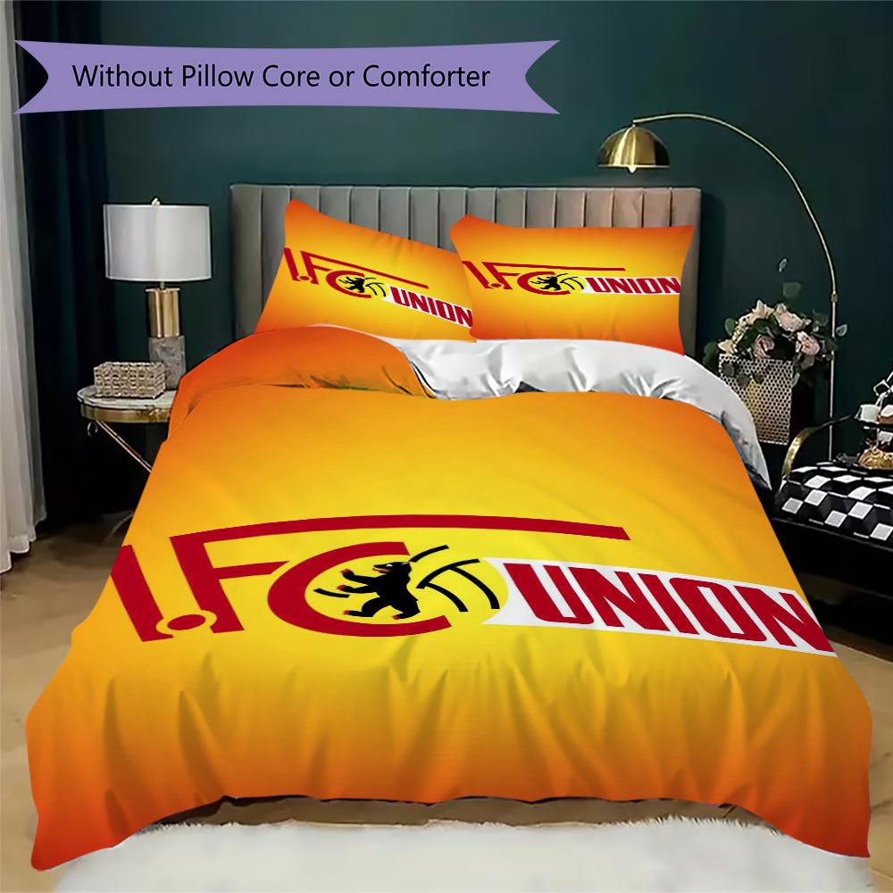 Union Berlin Pattern Bedding Uilt Set Uilt Cover Pillowcase Home Decoration Birthday Gift (1 * Duvet Cover + 2 * Pillowcase Without Core)96
