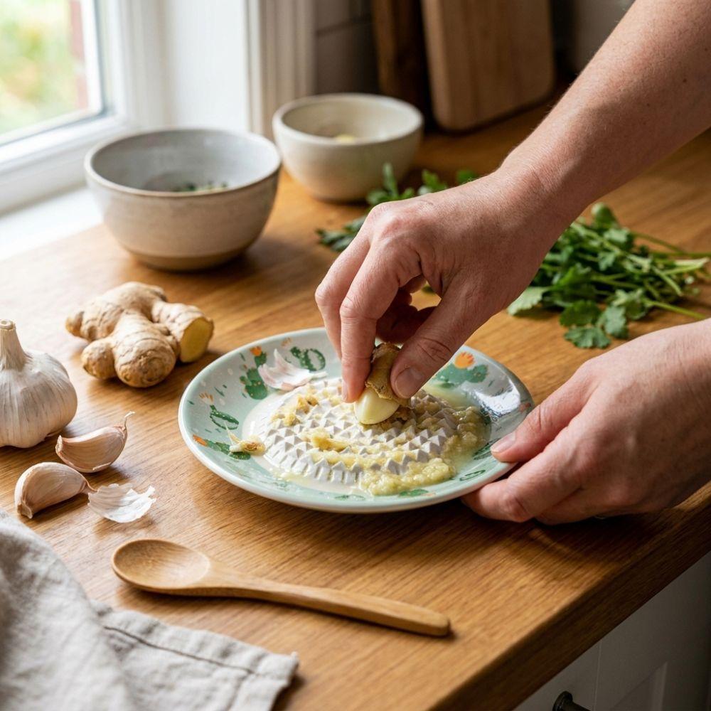 Grattugia Manuale in Ceramica per Zenzero Grattugia Antiscivolo per Frutta Ciotola Schiaccia Zenzero Preparazione Pasti