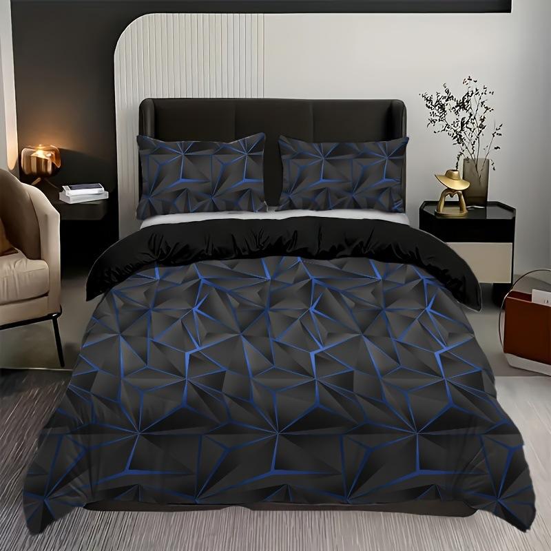 

3D Визуальный Пододеяльник Абстрактная Геометрическая Решетка Набор из Трех Предметов Пододеяльник Пуховый Одеяло Постельное Белье EU single 135*200