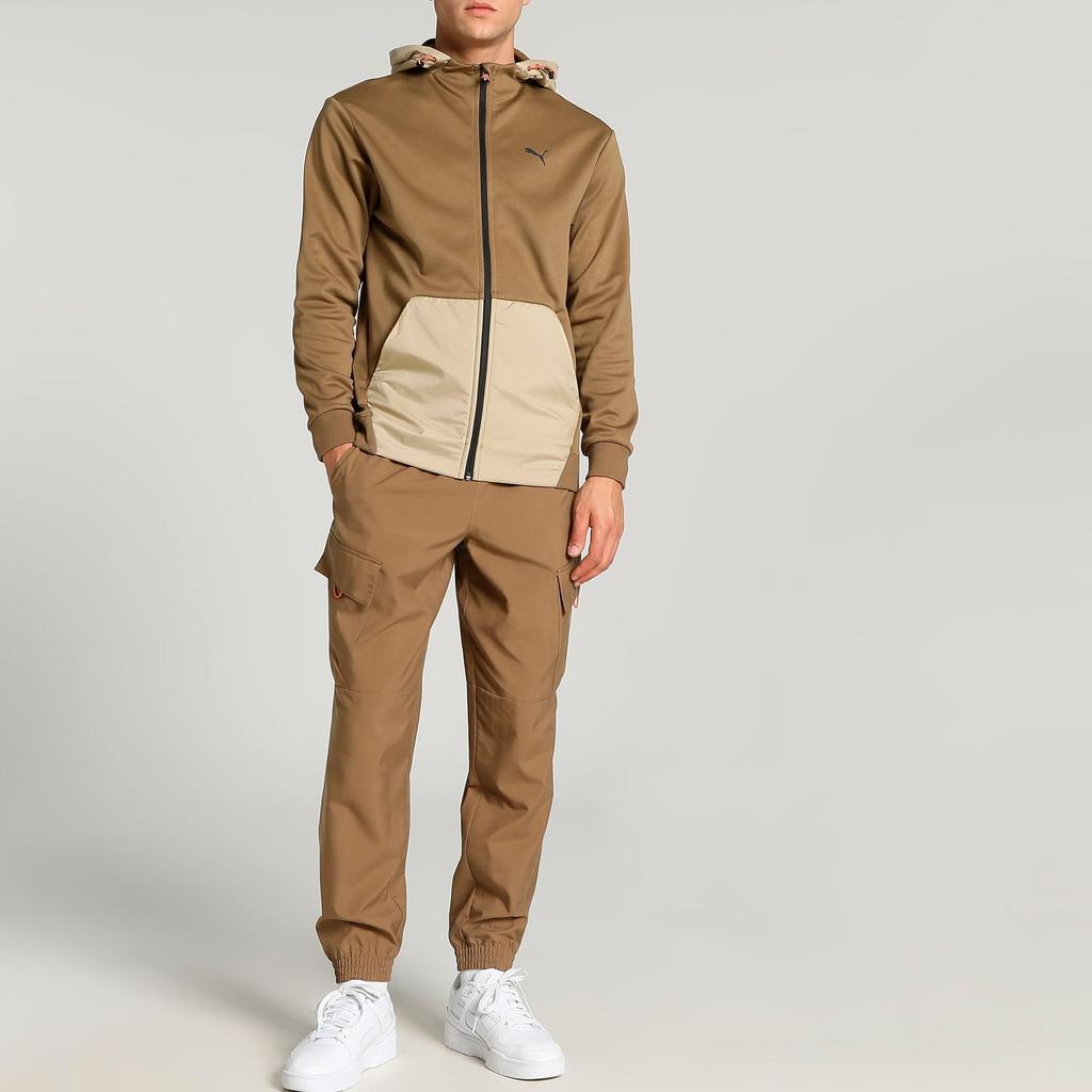 Puma Open Road Full-Zip Hoodie Color Block Casual Long Sleeve Sweatshirt Men hoodies Brown 675897-93