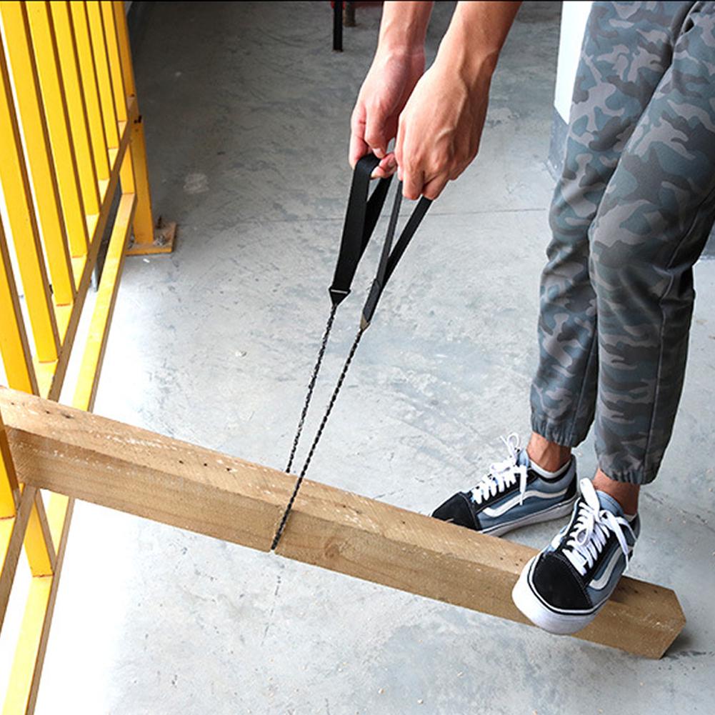 Drujbă portabilă de mână cu lanț de 24 inch, manuală, cu lanț din cablu de oțel, drujbă de buzunar pliabilă, ascuțită pentru utilizare la camping/drumeții/pescuit/picnic