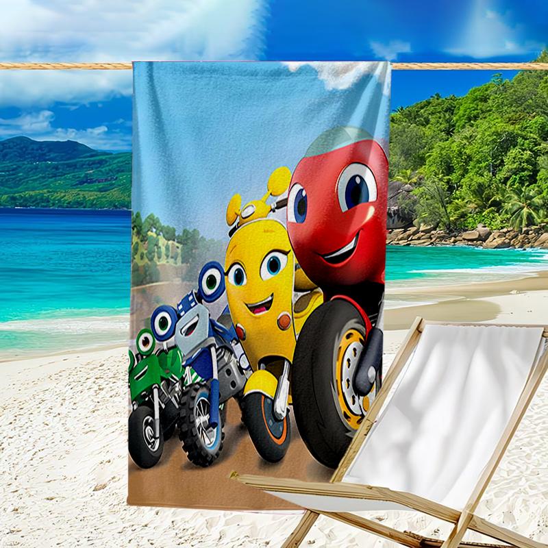 proof beach towel with a Ricky Zoom pattern - soft,absorbent,quick-drying,machine washable - perfect for swimming,camping,bathing