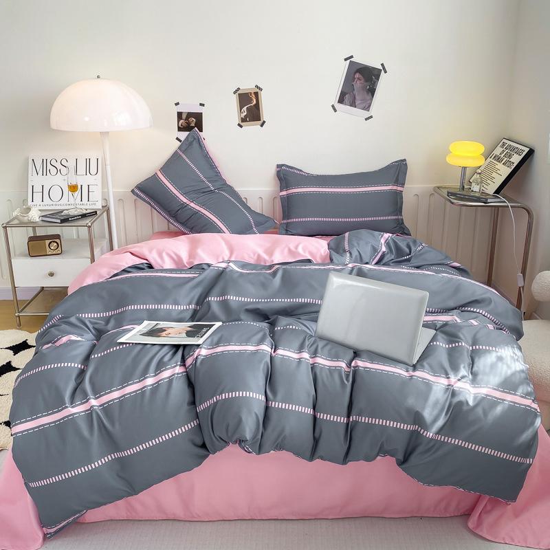 Washed Cotton Bedding Four-piece Set, Quilt Cover, Bed Sheet, Dormitory Three-piece Set