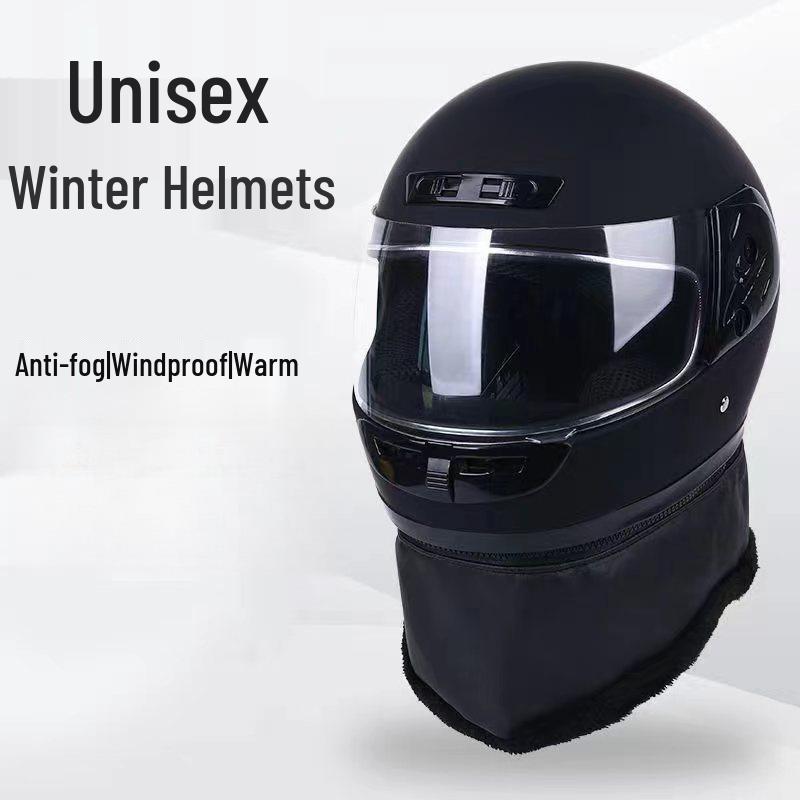 Unisex Full Face Electric Vehicle Helmet - Cold-Proof, Anti-Fog, and Warm for All-Season Riding