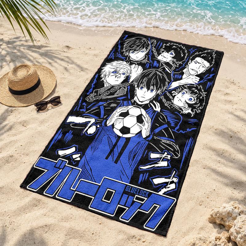 Blue Lock Microfiber Beach Towel Quick Dry Sand Free Lightweight Beach Towels for Travel Swimming Camping