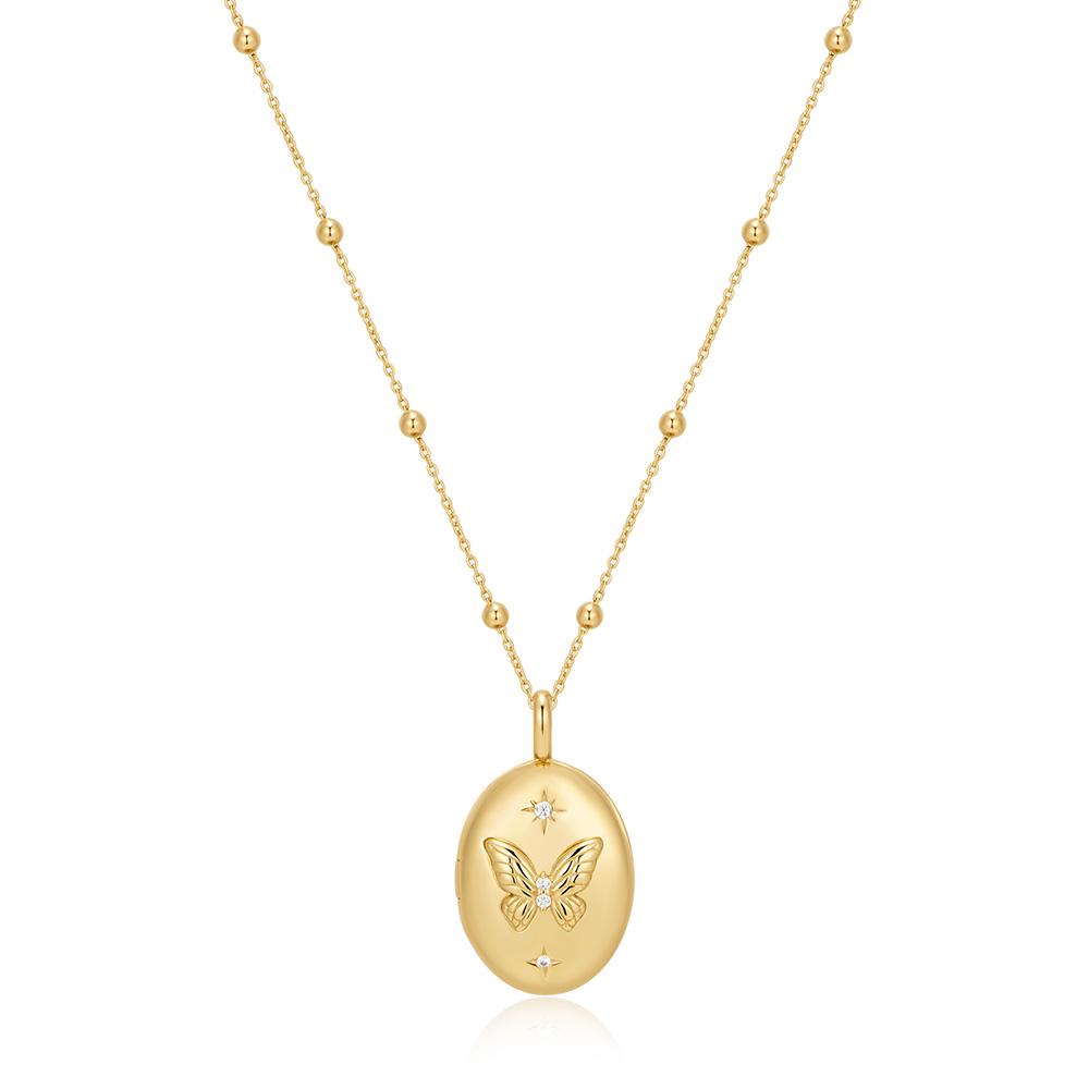 Ania Haie Gold Butterfly Locket 925 Silver Necklace N073-08G
