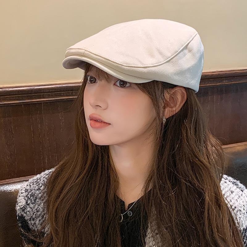 Suede Duck Tongue Forward Hat Autumn and Winter Literary and Retro Versatile Anti-wearing Duck Tongue Painter Hat Show Face Small Beret