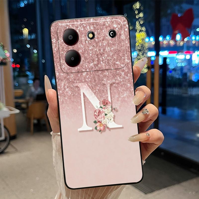 Case For ZTE Blade A54 4G Soft Silicone Black Shell ZTE Blade A54 4G Beautiful Letter Starry Sky Pattern Anti-scratch Cover