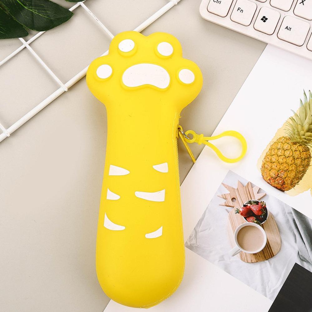 Cartoon Cute Cat Claw Silicone Pencil Case High Appearance Large Capacity Pencil Stationery Boxes Zipper Stationery Pencil Bags