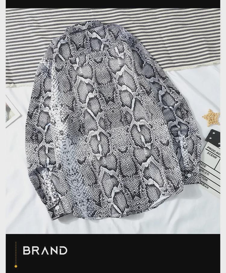 Korean Dark Mourning Snake Pattern Long Sleeve Shirt for Men - Spring/Autumn 2020