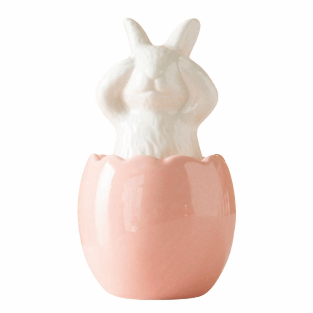 

1/3Pcs Cartoon Ceramic Bunny Figurines Smooth Finish Easter Bunny Decorations Home Decoration Pink Style 2