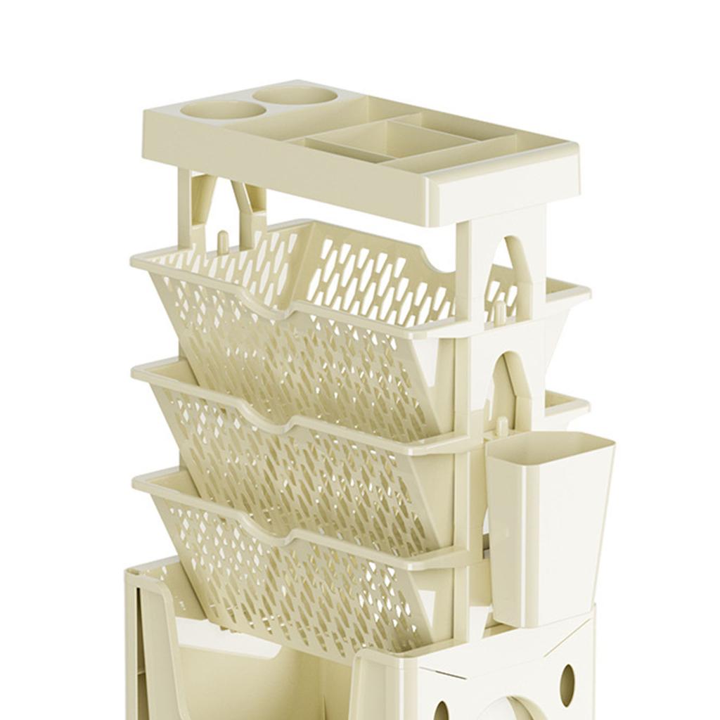 Rolling Mobile Bookshelf with Wheels 5 Tiers Large Capacity Strong Load Bearing Capacity Utility