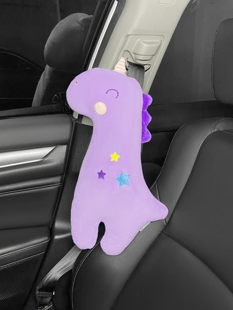 Dinosaur Unicorn Plush Seat Belt Shoulder Cover - Cute Cartoon Decoration for Cars