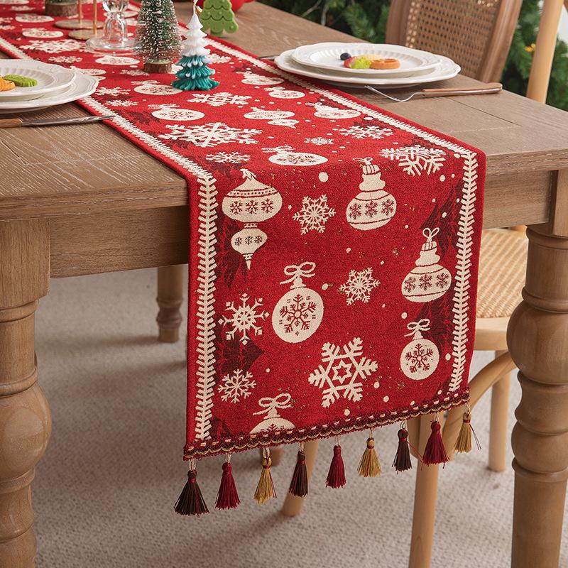 Christmas Color Table Flag American Retro Christmas Restaurant Atmosphere Decoration Tassel Cover Edge Cabine Bed Tail Flag New