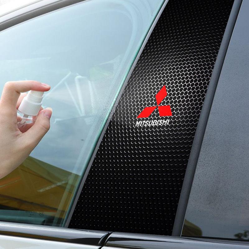 2Pcs Car Logo Center Pillar Protective Film Anti-scratch Sticker Decal For Mitsubishi Lancer Ralliart 10 3 9 EX Outlander 3 ASX L200 Accessories