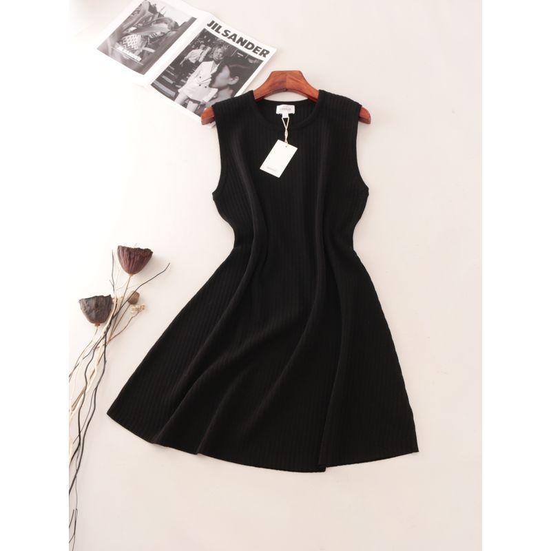 High-End French Style Color Matching Stripe Vest Skirt Summer Sleeveless Ice Silk A Word Knitted Dress