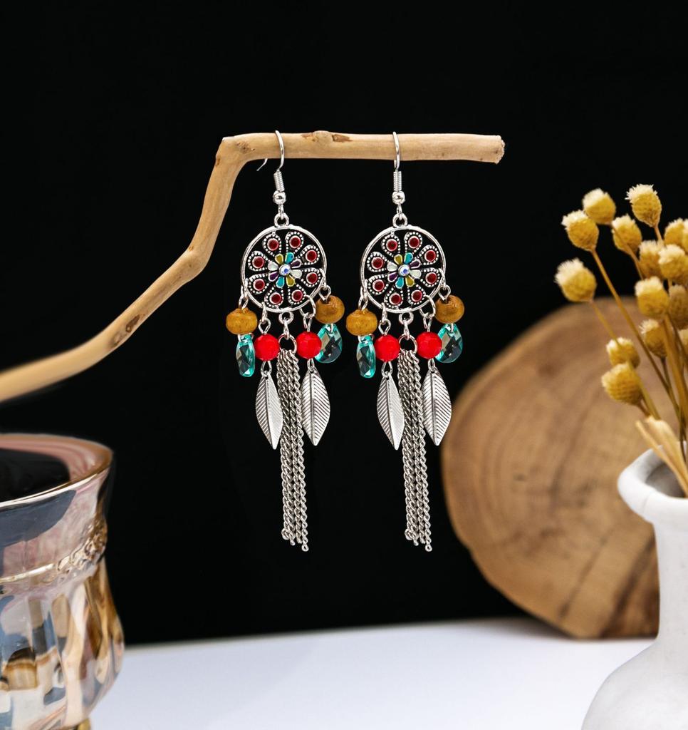 Europe, America, Bohemian Ethnic Style Stud Earrings, Long Fringed Metal Earrings, Fashion, Exotic Style Earrings Wholesale