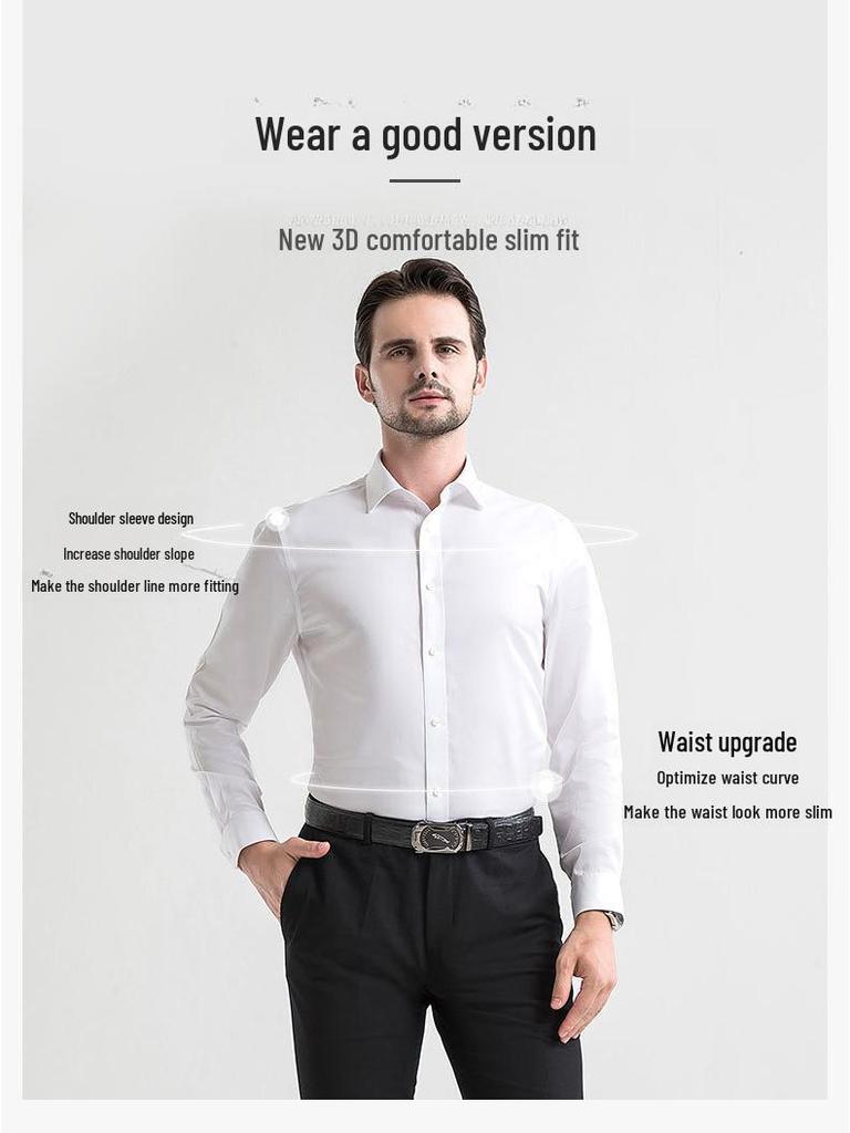 2022 Premium Men's Long-Sleeve Iron-Free Pure Cotton Shirt - Light Luxury Business Wear